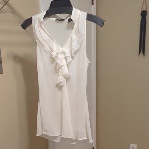 Elegant White Ruffled Sleeveless Top